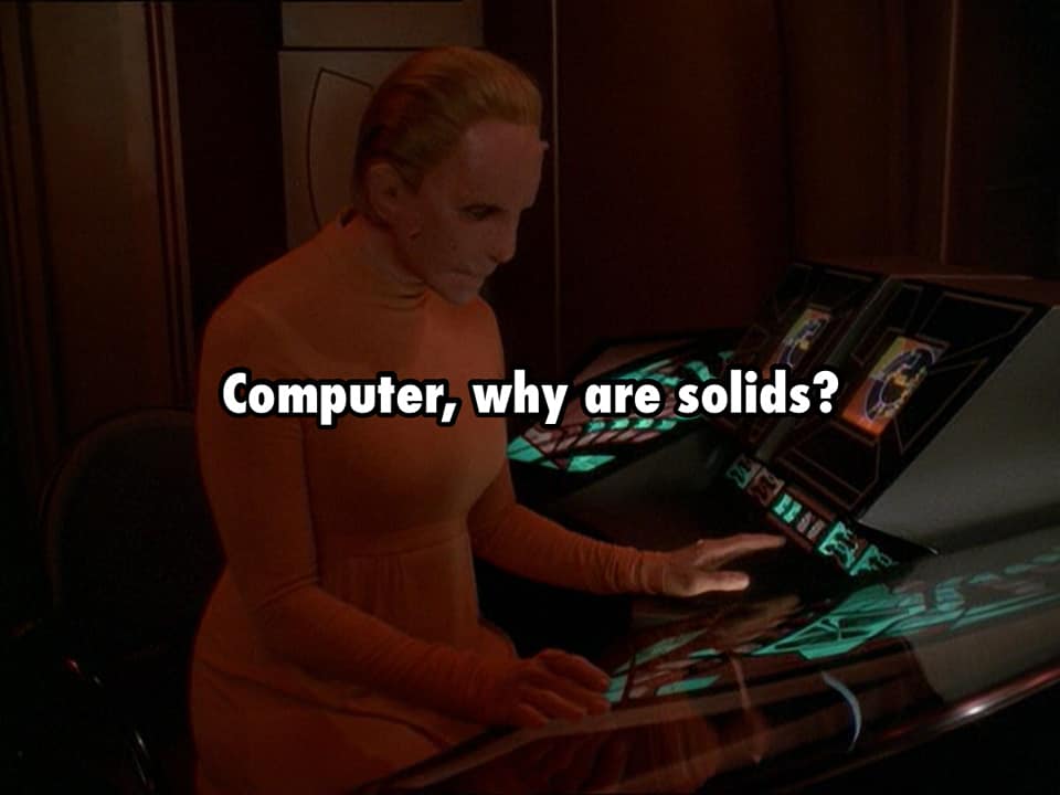 The meme is a screenshot from the Star Trek: The Next Generation episode "The Outcast" where the character Lieutenant Worf is struggling to understand a human concept. The image shows Worf looking puzzled and the text "Computer, what is love?" is displayed on the screen. The meme is a play on this scene, replacing "what is love" with "what is a computer" and referencing the 2015 song "What Is Love" by Haddaway.